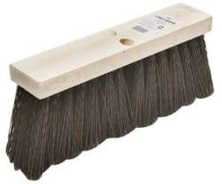 Ability One - 16" Rough Surface Polypropylene Push Broom - 6-3/4" Bristle Length, Wood Block, Tapered Handle Connection - Benchmark Tooling