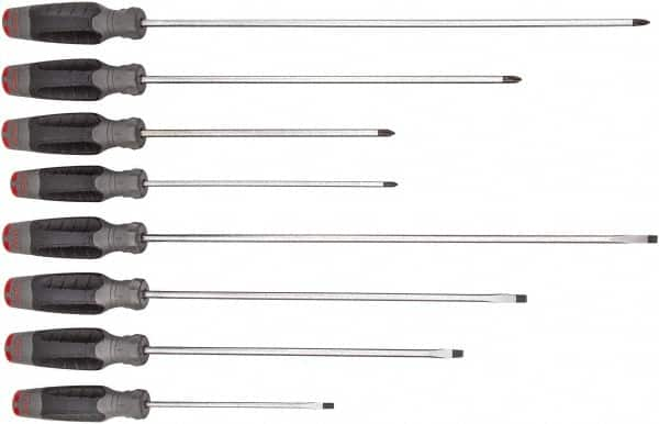 Proto - 8 Piece Slotted & Phillips Screwdriver Set - Bit Sizes: Philips #1 to #2 - Benchmark Tooling