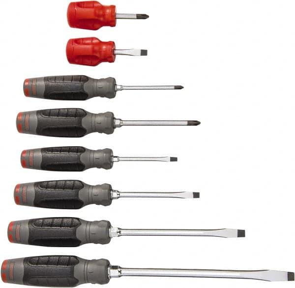 Screwdriver Set: 8 Pc, Phillips & Slotted Bit Sizes: Philips #1 to #2