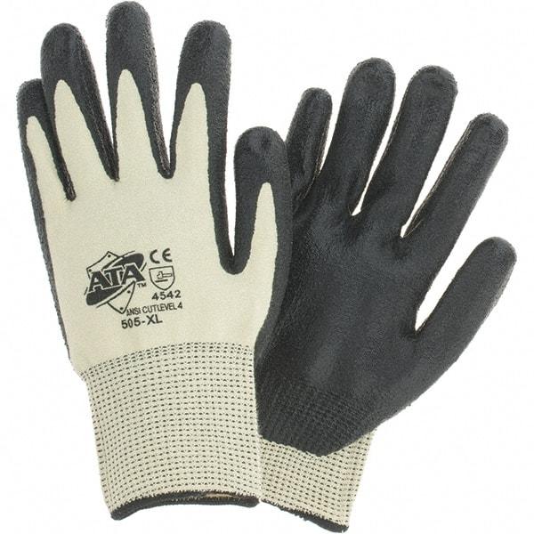 Worldwide Protective Products - Size XL, ANSI Cut Lvl 4, Puncture Lvl 2, Abrasion Lvl 3, Cut Resistant Gloves - Palm Coated, Black/Yellow - Benchmark Tooling