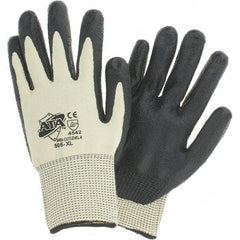 Worldwide Protective Products - Size XL, ANSI Cut Lvl 4, Puncture Lvl 2, Abrasion Lvl 3, Cut Resistant Gloves - Palm Coated, Black/Yellow - Benchmark Tooling