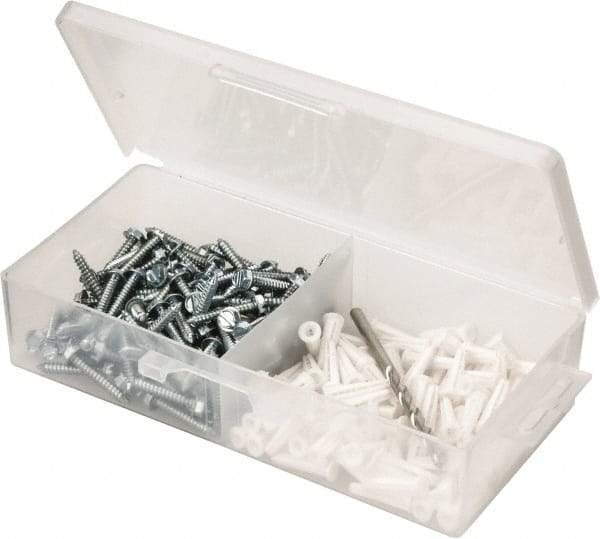 Value Collection - 200 Piece, #8 to 10 Screw, Plastic & Steel Hex Drive Anchor Assortment - Zinc Plated, 7/8" Long - Benchmark Tooling