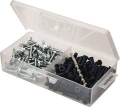 Value Collection - 200 Piece, #10 to 12 Screw, Plastic & Steel Hex Drive Anchor Assortment - Zinc Plated, 1" Long - Benchmark Tooling