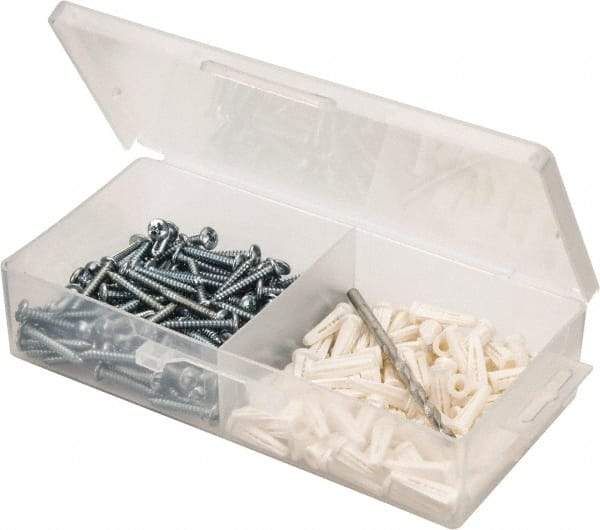 Value Collection - 200 Piece, #8 to 10 Screw, Plastic & Steel Slotted/Phillips Drive Anchor Assortment - Zinc Plated, 7/8" Long - Benchmark Tooling