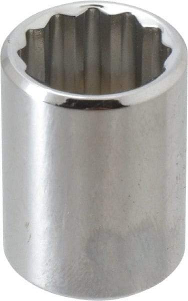 Proto - 19/32", 3/8" Drive, Standard Hand Socket - 12 Points, 1-1/8" OAL, Alloy Steel, Chrome Finish - Benchmark Tooling