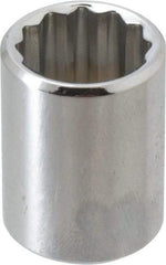 Proto - 19/32", 3/8" Drive, Standard Hand Socket - 12 Points, 1-1/8" OAL, Alloy Steel, Chrome Finish - Benchmark Tooling