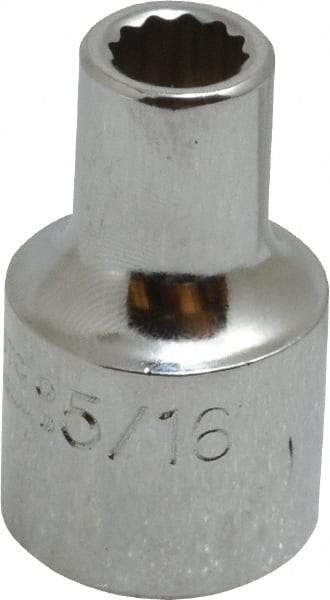 Proto - 5/16", 1/2" Drive, Standard Hand Socket - 12 Points, 1-31/64" OAL, Alloy Steel, Chrome Finish - Benchmark Tooling