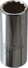 Proto - 1/4" Drive, Deep Hand Socket - 12 Points, 1-15/16" OAL, Alloy Steel, Chrome Finish - Benchmark Tooling