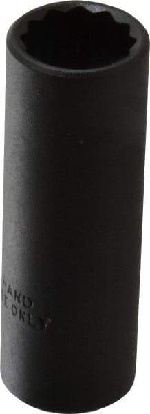 Proto - 1/2", 3/8" Drive, Deep Hand Socket - 12 Points, 2-1/8" OAL, Alloy Steel, Black Finish - Benchmark Tooling
