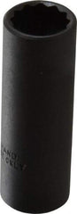 Proto - 1/2", 3/8" Drive, Deep Hand Socket - 12 Points, 2-1/8" OAL, Alloy Steel, Black Finish - Benchmark Tooling