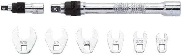 Proto - 8 Piece 1/4" Drive Open End Crowfoot Wrench Set - 1/4 to 9/16", with Clip Rail - Benchmark Tooling
