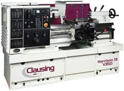 Clausing - 13-3/4" Swing, 25-1/4" Between Centers, 230 Volt, Triple Phase Engine Lathe - 4MT Taper, 10 hp, 17 to 3,250 RPM, 1-5/8" Bore Diam, 53" Deep x 65" High x 80" Long - Benchmark Tooling