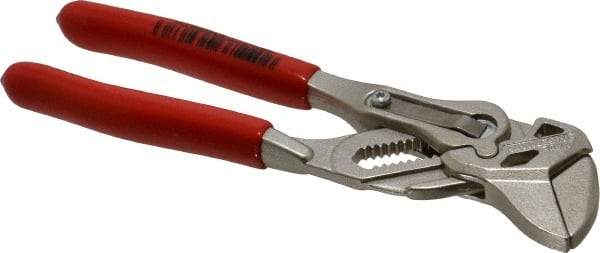 Knipex - 6" OAL, 20mm Jaw Length, 14 Position Pipe Wrench Tongue & Groove Pliers - Parallel Smooth Straight Jaws, Plier Head, Plastic Coated Handles - Benchmark Tooling