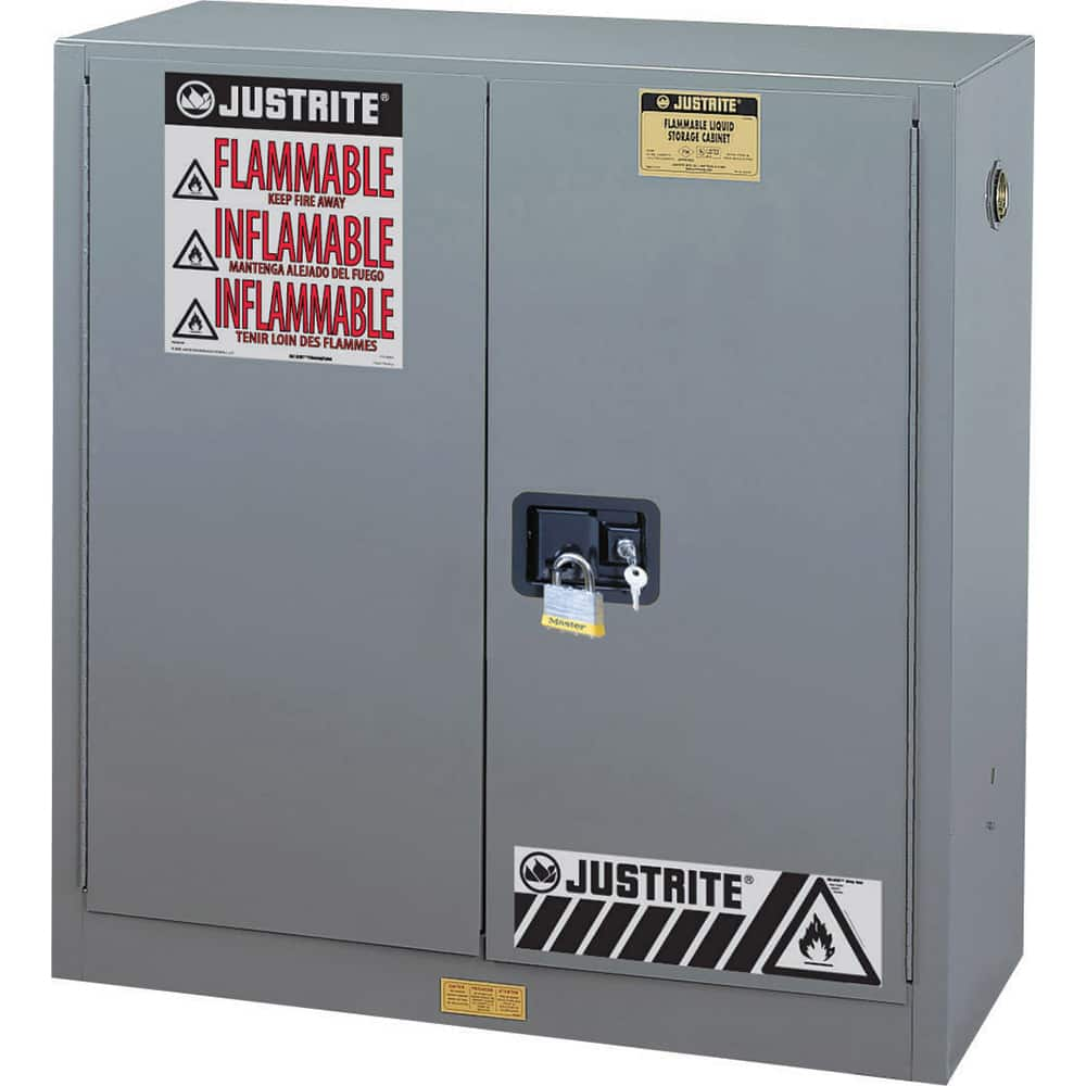 Justrite - 2 Door 1 Shelf 30 Gal Safety Cabinet for Flammable Substances - Exact Industrial Supply