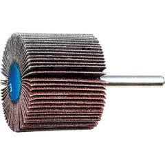 PFERD - 2" Diam x 1-1/2" Face Width, Aluminum Oxide Coated Mounted Flap Wheel - 1/4" Shank Mount, 60 Grit, 15,000 Max RPM - Benchmark Tooling