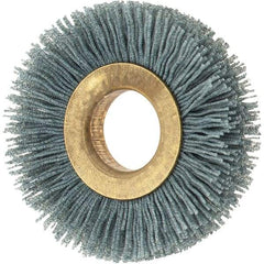 Osborn - 2" OD, 5/8" Arbor Hole, Crimped Nylon Wheel Brush - 3/8" Face Width, 7/16" Trim Length, 0.024" Filament Diam, 15,000 RPM - Benchmark Tooling