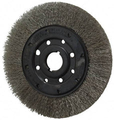 Osborn - 8" OD, 1-1/4" Arbor Hole, Crimped Stainless Steel Wheel Brush - 3/4" Face Width, 1-1/2" Trim Length, 0.0104" Filament Diam, 4,500 RPM - Benchmark Tooling