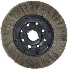 Osborn - 8" OD, 1-1/4" Arbor Hole, Crimped Stainless Steel Wheel Brush - 3/4" Face Width, 1-1/2" Trim Length, 0.005" Filament Diam, 4,500 RPM - Benchmark Tooling