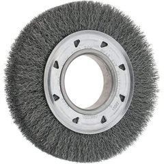 Osborn - 6" OD, 2" Arbor Hole, Crimped Steel Wheel Brush - 7/8" Face Width, 1" Trim Length, 0.0104" Filament Diam, 6,000 RPM - Benchmark Tooling