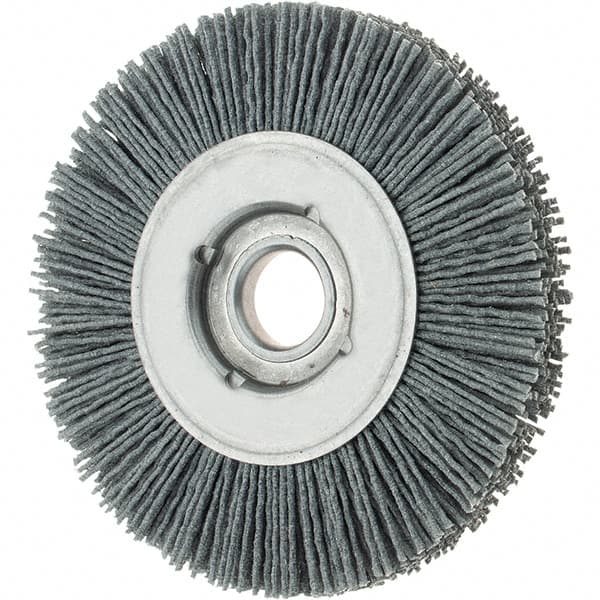 Osborn - 4" OD, 5/8" Arbor Hole, Crimped Nylon Wheel Brush - 5/8" Face Width, 3/4" Trim Length, 0.04" Filament Diam, 12,000 RPM - Benchmark Tooling