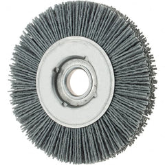 Osborn - 4" OD, 5/8" Arbor Hole, Crimped Nylon Wheel Brush - 5/8" Face Width, 3/4" Trim Length, 0.04" Filament Diam, 12,000 RPM - Benchmark Tooling