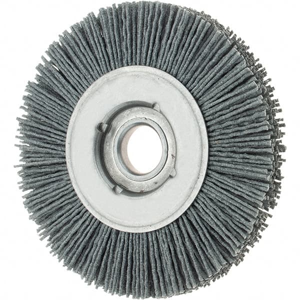 Osborn - 4" OD, 5/8" Arbor Hole, Crimped Nylon Wheel Brush - 5/8" Face Width, 3/4" Trim Length, 0.035" Filament Diam, 12,000 RPM - Benchmark Tooling