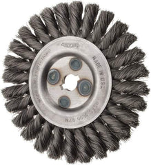 Osborn - 6" OD, 5/8" Arbor Hole, Knotted Steel Wheel Brush - 5/8" Face Width, 1-1/4" Trim Length, 0.0118" Filament Diam, 9,000 RPM - Benchmark Tooling