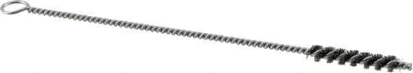 Osborn - 1/4" Diam Helical Steel Tube Brush - Single Spiral, 0.006" Filament Diam, 1-1/2" Brush Length, 7" OAL, 0.115" Diam Shank - Benchmark Tooling