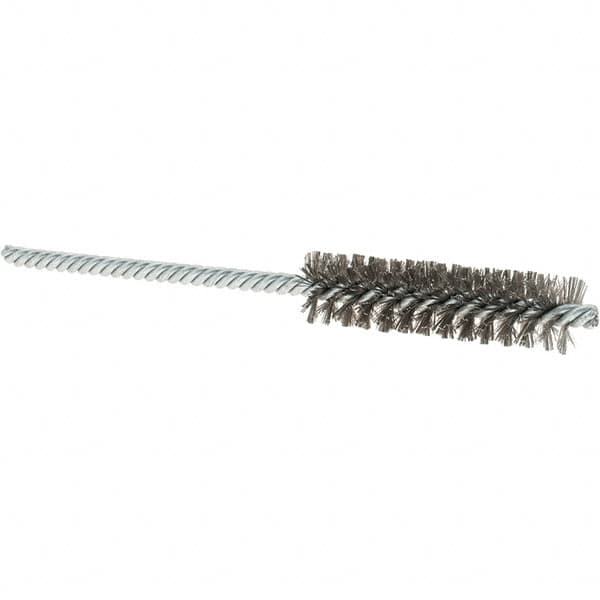 Osborn - 1/2" Diam Helical Stainless Steel Tube Brush - Double Spiral, 0.004" Filament Diam, 2" Brush Length, 5" OAL, 0.187" Diam Shank - Benchmark Tooling