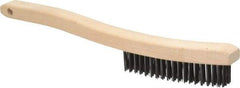 Osborn - 3 Rows x 19 Columns Steel Scratch Brush - 6" Brush Length, 13-11/16" OAL, 1-1/8" Trim Length, Wood Curved Handle - Benchmark Tooling