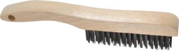 Osborn - 4 Rows x 16 Columns Steel Scratch Brush - 5-1/4" Brush Length, 10" OAL, 1-1/8" Trim Length, Wood Shoe Handle - Benchmark Tooling