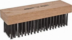 Osborn - 6 Rows x 19 Columns Steel Scratch Brush - 7-1/4" Brush Length, 1-11/16" Trim Length, Wood Straight Handle - Benchmark Tooling