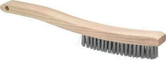 Osborn - 4 Rows x 18 Columns Steel Plater's Brush - 5-3/4" Brush Length, 13-1/4" OAL, 1" Trim Length, Wood Curved Handle - Benchmark Tooling