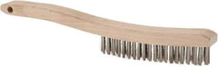 Osborn - 4 Rows x 18 Columns Stainless Steel Plater's Brush - 5-3/4" Brush Length, 13-1/4" OAL, 1" Trim Length, Wood Curved Handle - Benchmark Tooling