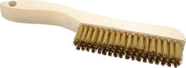 Osborn - 4 Rows x 18 Columns Brass Plater's Brush - 4-3/4" Brush Length, 10" OAL, 1" Trim Length, Wood Shoe Handle - Benchmark Tooling