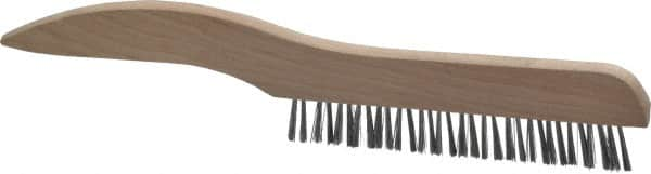 Osborn - 1 Rows x 16 Columns Steel Plater's Brush - 5" Brush Length, 10" OAL, 3/4" Trim Length, Wood Shoe Handle - Benchmark Tooling