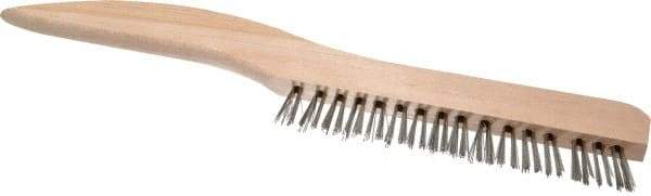 Osborn - 1 Rows x 16 Columns Stainless Steel Plater's Brush - 5" Brush Length, 10" OAL, 3/4" Trim Length, Wood Shoe Handle - Benchmark Tooling