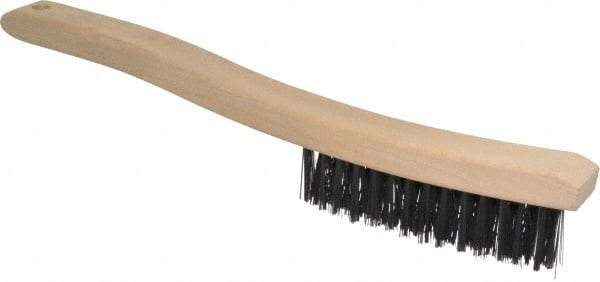 Osborn - 3 Rows x 14 Columns Steel Scratch Brush - 13-3/4" OAL, 1-1/2" Trim Length, Wood Curved Handle - Benchmark Tooling