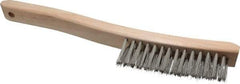 Osborn - 3 Rows x 14 Columns Stainless Steel Scratch Brush - 13-3/4" OAL, 1-1/2" Trim Length, Wood Curved Handle - Benchmark Tooling