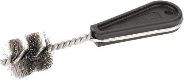 Osborn - 1-1/4" Long x 1-9/64" Diam Steel Tube End Fitting Brush - 6-3/8" OAL, 0.0104" Wire Diam - Benchmark Tooling