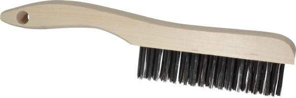 Osborn - 4 Rows x 16 Columns Steel Scratch Brush - 5-1/4" Brush Length, 10" OAL, 1-1/8" Trim Length, Wood Shoe Handle - Benchmark Tooling