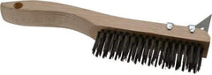 Osborn - 4 Rows x 16 Columns Steel Scratch Brush - 5-1/4" Brush Length, 10" OAL, 1-1/8" Trim Length, Wood Shoe Handle - Benchmark Tooling