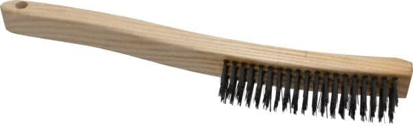 Osborn - 4 Rows x 19 Columns Steel Scratch Brush - 6" Brush Length, 13-11/16" OAL, 1-1/8" Trim Length, Wood Curved Handle - Benchmark Tooling