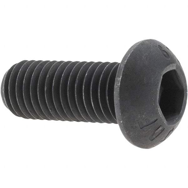 Value Collection - M12x1.75 Metric Coarse Hex Socket Drive, Button Screw - Grade 10.9 Alloy Steel, Black Oxide Finish, Fully Threaded, 30mm Length Under Head - Benchmark Tooling