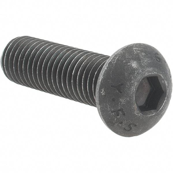 Value Collection - M10x1.50 Metric Coarse Hex Socket Drive, Button Screw - Grade 10.9 Alloy Steel, Black Oxide Finish, Fully Threaded, 35mm Length Under Head - Benchmark Tooling