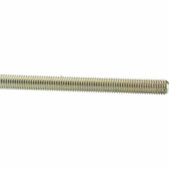 Value Collection - 5/8-11 UNC (Coarse), 3' Long, Low Carbon Steel Threaded Rod - Yellow Zinc-Plated Finish, Right Hand Thread - Benchmark Tooling