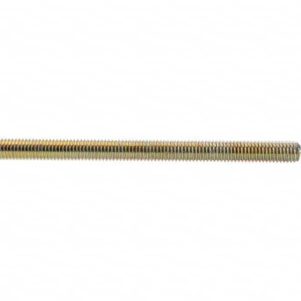 Value Collection - 1/2-13 UNC (Coarse), 3' Long, Low Carbon Steel Threaded Rod - Yellow Zinc-Plated Finish, Right Hand Thread - Benchmark Tooling