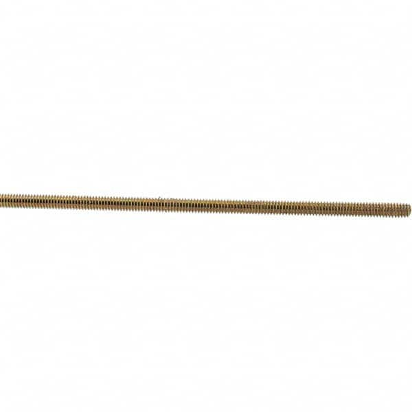 Value Collection - 1/4-20 UNC (Coarse), 3' Long, Low Carbon Steel Threaded Rod - Yellow Zinc-Plated Finish, Right Hand Thread - Benchmark Tooling