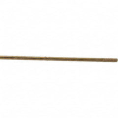 Value Collection - 1/4-20 UNC (Coarse), 3' Long, Low Carbon Steel Threaded Rod - Yellow Zinc-Plated Finish, Right Hand Thread - Benchmark Tooling