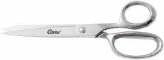 Clauss - 4" LOC, 8" OAL Chrome Plated Straight Shears - Steel Straight Handle, For Paper, Fabric - Benchmark Tooling